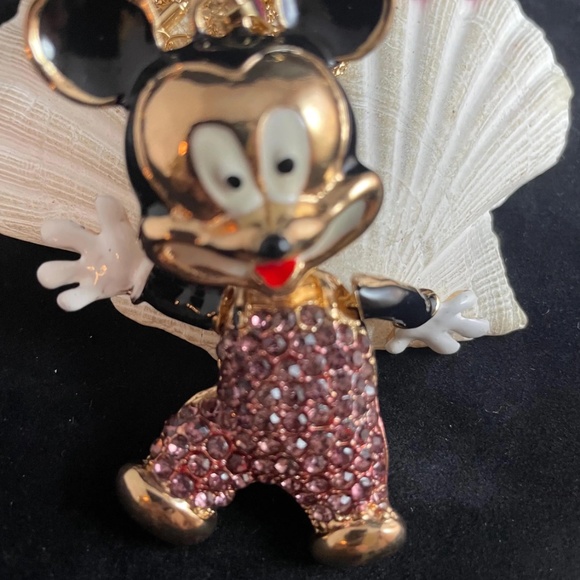 NEW BETSEY JOHNSON PURPLE MICKEY MOUSE RHINESTONE EMBELLISHED CHAIN NECKLACE - Picture 4 of 6